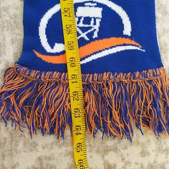 Buoy Local Reversible Fringe Scarf Blue White Orange - Picture 9 of 10